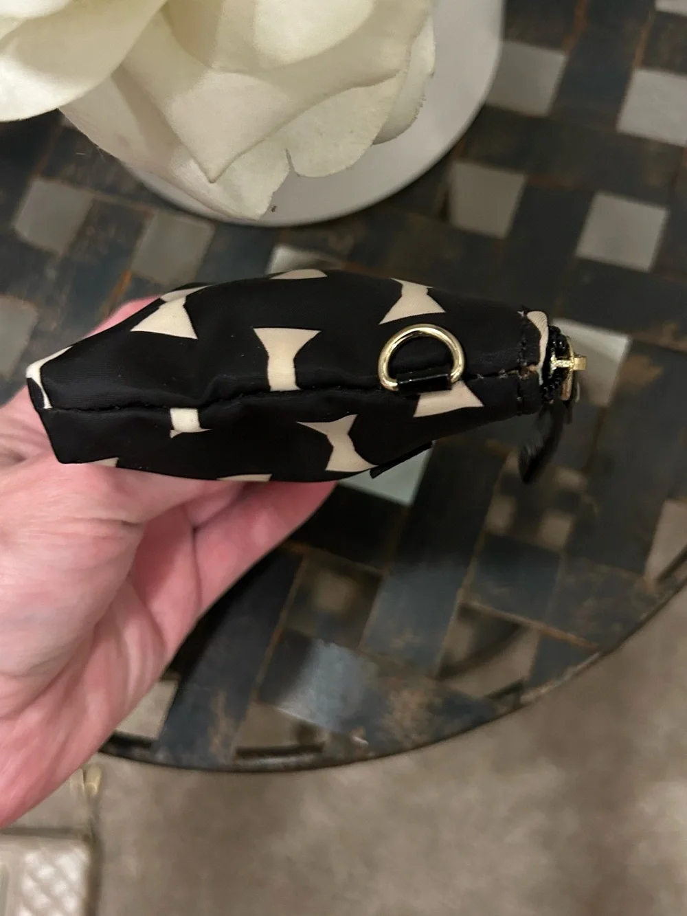 kate spade Black & Cream Bow Print Binky Travel Case